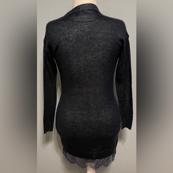 Lauren Conrad Blue Longline Cardigan Sweater Lace Trim Metallic Preppy Office XS - Picture 8 of 12